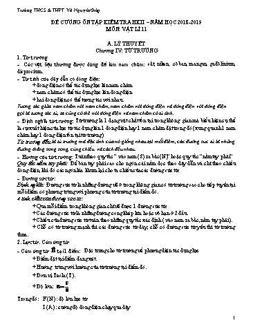 Đề cương ôn tập kiểm tra học kì II môn Vật lí 11 - Năm học 2018-2019 - Trường THCS & THPT Võ Nguyên Giáp (Có đáp án)