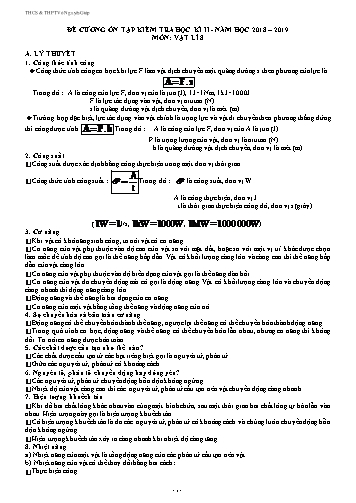 Đề cương ôn tập kiểm tra học kì II môn Vật lí 8 - Năm học 2018-2019 - Trường THCS & THPT Vó Nguyên Giáp (Có đáp án)