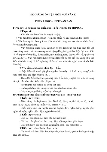 Đề cương ôn tập môn Ngữ văn 12