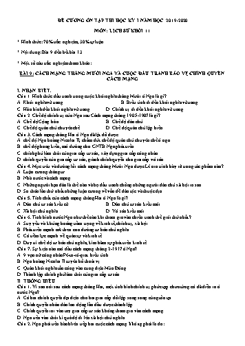 Đề cương ôn tập thi học kỳ I môn Lịch sử Khối 11 - Năm học 2019-2020 - Trường THPT Phan Bội Châu