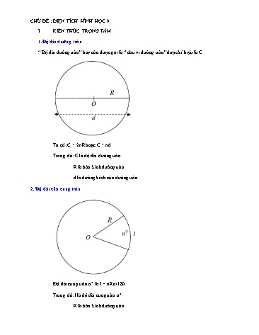 Đề cương ôn tập Toán Lớp 9 - Chủ đề: Diện tích hình học