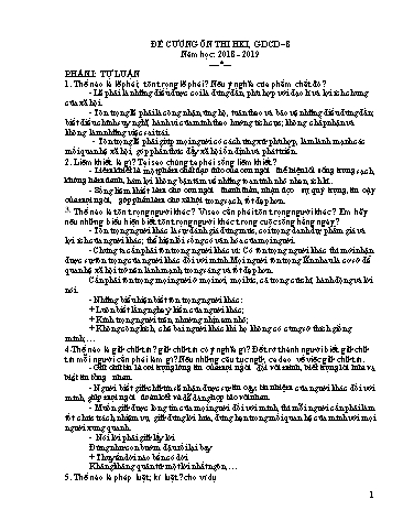 Đề cương ôn thi học kì I môn Giáo dục công dân Lớp 8 - Năm học 2018-2019 - Trường THCS-THPT Võ Nguyên Giáp