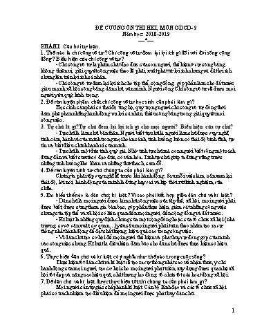 Đề cương ôn thi học kì I môn Giáo dục công dân Lớp 9 - Năm học 2018-2019 - Trường THCS-THPT Võ Nguyên Giáp