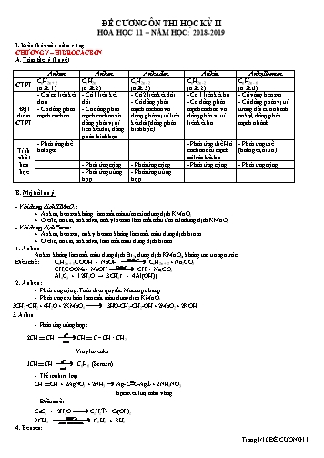 Đề cương ôn thi học kỳ II Hóa học 11 - Năm học 2018-2019 - Trường THPT Phan Bội Châu