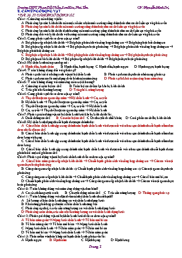 Đề cương trắc nghiệm học kì II môn Sinh học Lớp 11 - Nguyễn Minh Trị