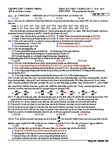 Đề khảo sát chất lượng môn Sinh học Lớp 12 - Năm học 2018-2019 - Trường THPT Lê Hồng Phong (Có đáp án)