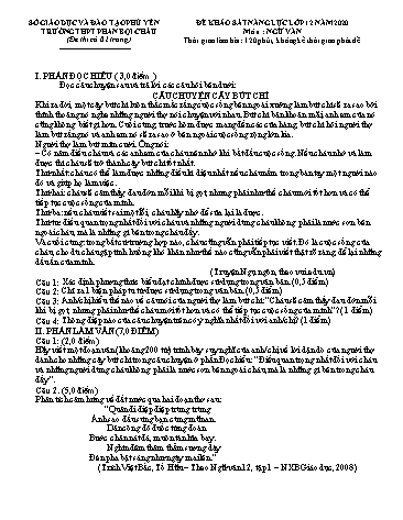 Đề khảo sát năng lực lớp 12 năm 2020 môn Ngữ văn - Trường THPT Phan Bội Châu (Có đáp án)
