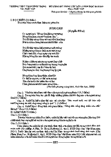 Đề khảo sát năng lực môn Ngữ văn Lớp 12 - Năm học 2018-2019 - Trường THPT Trần Bình Trọng (Có đáp án)