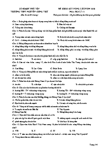 Đề khảo sát năng lực năm 2020 môn Địa lí 12 - Trường THPT Nguyễn Công Trứ (Có đáp án)
