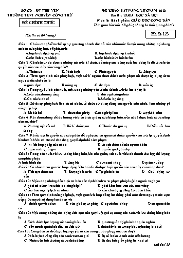 Đề khảo sát năng lực năm 2020 môn Giáo dục công dân - Trường THPT Nguyễn Công Trứ (Có đáp án)