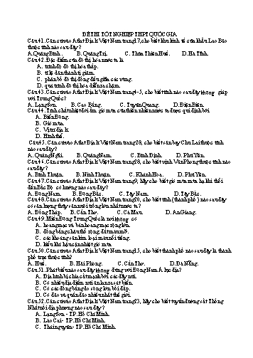 Đề khảo sát thi tốt nghiệp THPT Quốc gia môn Địa lí - Năm học 2018-2019 (Có đáp án)