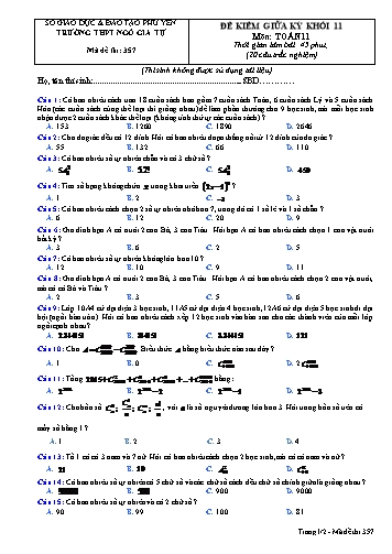 Đề kiểm giữa kỳ II lần 2 môn Toán 11 - Trường THPT Ngô Gia Tự - Mã đề 357 (Có đáp án)