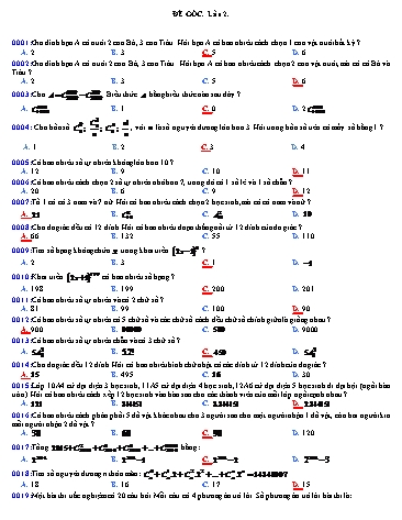 Đề kiểm giữa kỳ II lần 2 môn Toán 11 - Trường THPT Ngô Gia Tự (Có đáp án)