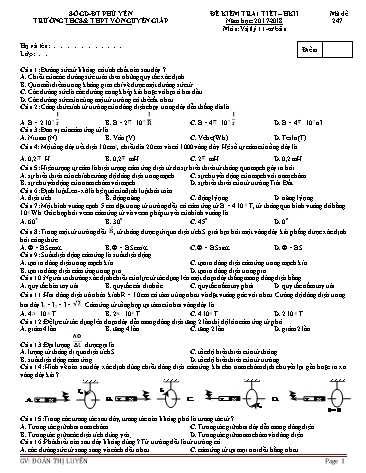 Đề kiểm tra 1 tiết học kì II môn Vật lí Lớp 11 - Năm học 2017-2018 - Đoàn Thị Luyến (Có đáp án)
