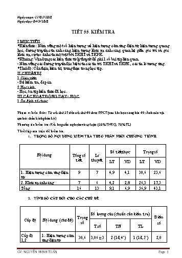 Đề kiểm tra 1 tiết học kì II môn Vật lí Lớp 9 - Năm học 2017-2018 - Nguyễn Minh Tuấn (Có đáp án)