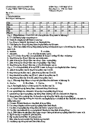 Đề kiểm tra 1 tiết học kỳ II môn Địa lí 12 - Năm học 2017-2018 - Trường THCS-THPT Võ Nguyên Giáp (Có đáp án)