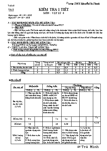 Đề kiểm tra 1 tiết môn Vật lý 6 - Trường THCS Nguyễn Chí Thanh