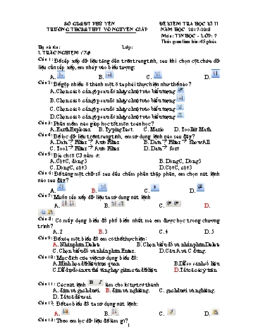 Đề kiểm tra học kì II môn Tin học Lớp 7 - Năm học 2017-2018 - Trường THCS&THPT Võ Nguyên Giáp (Có đáp án)