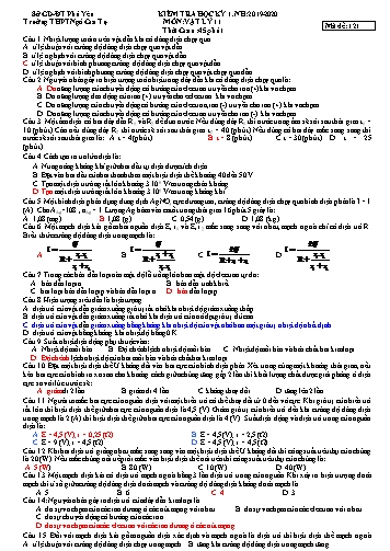 Đề kiểm tra học kỳ 1 môn Vật lý 11 - Năm học 2019-2020 - Trường THPT Ngô Gia Tự (Có đáp án)