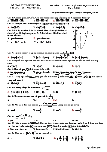 Đề kiểm tra năng lực môn Toán - Năm học 2018-2019 - Trường THPT Nguyễn Huệ (Có đáp án)