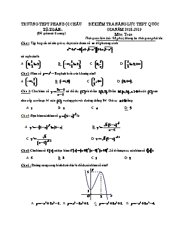 Đề kiểm tra năng lực THPT Quốc gia môn Toán - Năm học 2018-2019 - Trường THPT Phan Bội Châu (Có đáp án)