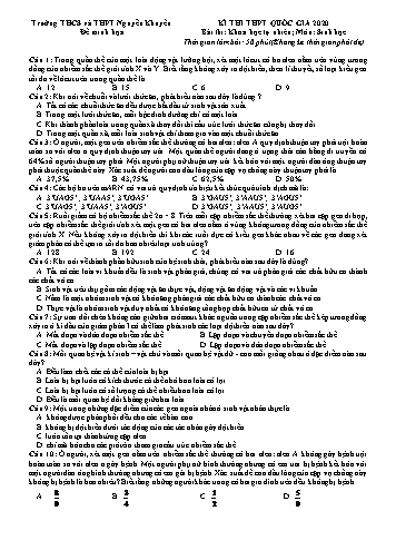 Đề minh họa thi THPT Quốc gia năm 2020 môn Sinh học - Trường THCS và THPT Nguyễn Khuyến (Có đáp án)