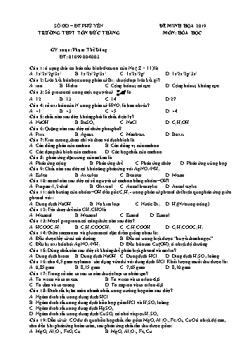 Đề minh họa THPT Quốc gia 2019 môn Hóa học - Phạm Thế Dũng (Có đáp án)