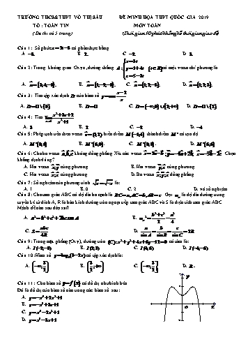 Đề minh họa THPT Quốc gia 2019 môn Toán - Trường THCS& THPT Võ Thị Sáu (Có đáp án)