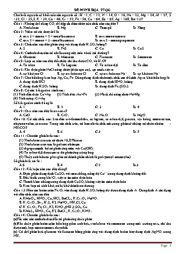 Đề minh họa THPT Quốc gia môn Hóa học (Có đáp án)