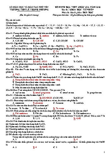 Đề minh họa THPT Quốc gia năm 2020 môn Hóa học - Trường THPT Lê Thành Phương (Có đáp án)