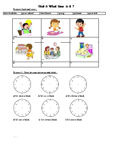 Đề ôn tập môn Tiếng Anh 3 - Unit 6: What time is it ?