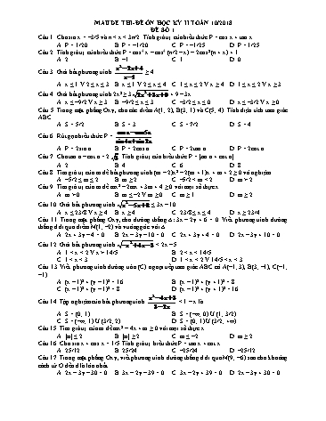 Đề ôn thi học kỳ II môn Toán Lớp 10 - Năm học 2018-2019 - Trường THPT Phan Bội Châu