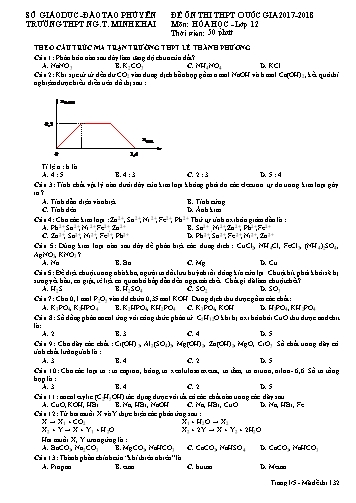 Đề ôn thi THPT Quốc gia môn Hóa học Lớp 12 - Năm học 2017-2018 - Trường THPT Nguyễn Thị Minh Khai (Có đáp án)