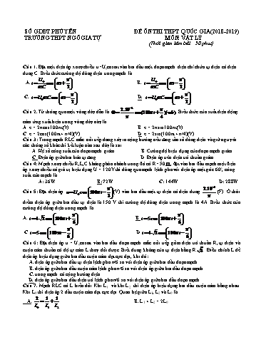 Đề ôn thi THPT Quốc gia môn Vật lý - Năm học 2018-2019 - Trường THPT Ngô Gia Tự