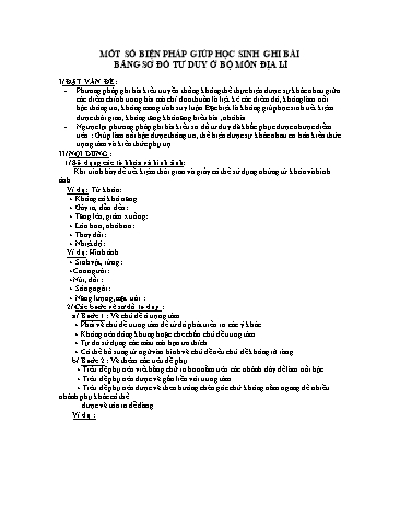 Đề tài Một số biện pháp giúp học sinh ghi bài bằng sơ đồ tư duy ở bộ môn địa lí