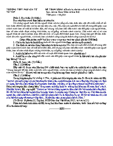 Đề tham khảo bài viết số 5 môn Ngữ văn Lớp 12 - Trường THPT Ngô Gia Tự (Có đáp án)