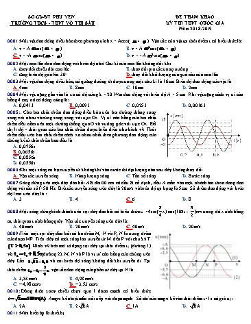 Đề tham khảo kỳ thi THPT Quốc gia môn Vật lí - Năm học 2018-2019 - Trường THCS&THPT Võ Thị Sáu (Có đáp án)