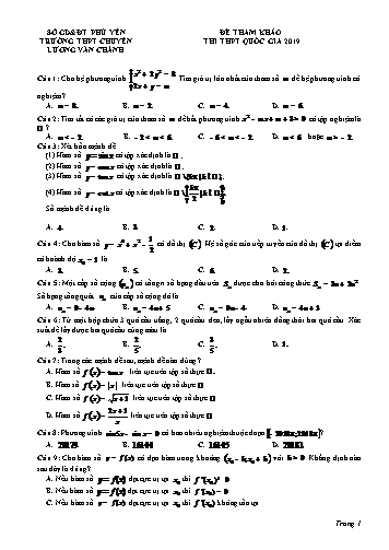 Đề tham khảo thi THPT Quốc gia 2019 môn Toán - Trường THPT chuyên Lương Văn Chánh (Có đáp án)