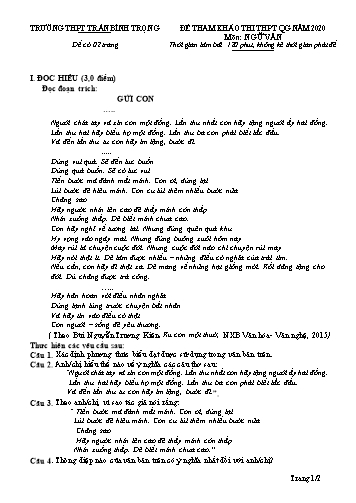 Đề tham khảo thi THPT Quốc gia năm 2020 môn Ngữ văn - Trường THPT Trần Bình Trọng (Có đáp án)
