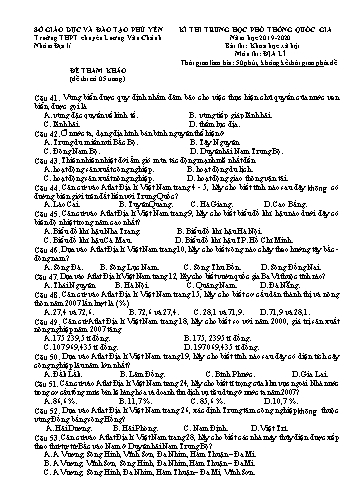 Đề tham khảo thi Trung học Phổ thông Quốc gia môn Địa lí - Năm học 2019-2020 - Trường THPT chuyên Lương Văn Chánh (Có đáp án)