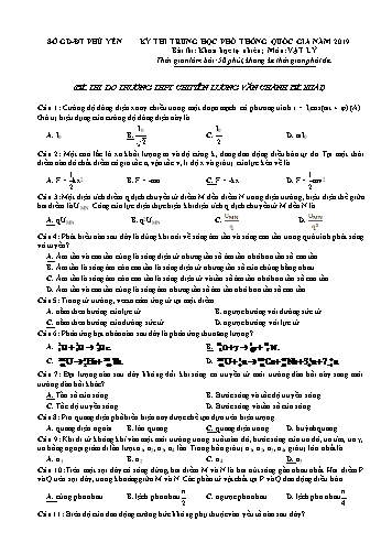 Đề tham khảo thi Trung học Phổ thông Quốc gia năm 2019 môn Vật lí - Trường THPT chuyên Lương Văn Chánh