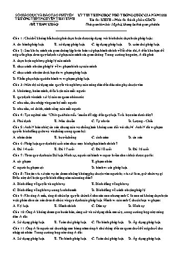 Đề tham khảo thi Trung học Phổ thông Quốc gia năm 2020 môn Giáo dục công dân - Trường THPT Nguyễn Thái Bình (Có đáp án)