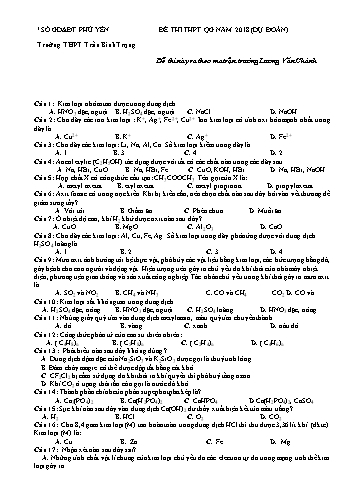 Đề thi dự đoán THPT Quốc gia năm 2018 môn Hóa học - Trường THPT Trần BìnhTrọng (Có đáp án)