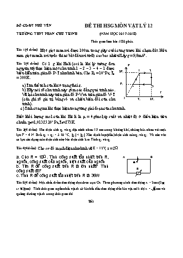 Đề thi học sinh giỏi môn Vật lý 12 - Năm học 2017-2018 - Trường THPT Phan Chu Trinh (Có đáp án)