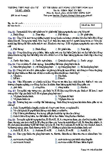 Đề thi khảo sát năng lực THPT năm 2019 môn Giáo dục công dân - Trường THPT Ngô Gia Tự - Mã đề thi 804 (Có đáp án)