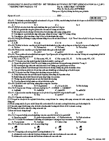 Đề thi khảo sát năng lực THPT Quốc gia năm 2019 lần 2 môn Sinh học - Trường THPT Ngô Gia Tự - Mã đề 405 (Có đáp án)