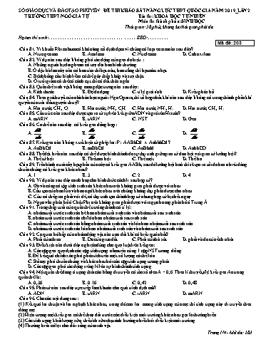 Đề thi khảo sát năng lực THPT Quốc gia năm 2019 lần 2 môn Sinh học - Trường THPT Ngô Gia Tự - Mã đề 203 (Có đáp án)