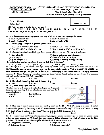 Đề thi khảo sát năng lực THPT Quốc gia năm 2019 môn Hóa học - Trường THPT Ngô Gia Tự (Có đáp án)