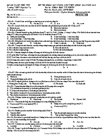 Đề thi khảo sát năng lực THPT Quốc gia năm 2019 môn Sinh học - Trường THPT Ngô Gia Tự - Mã đề 203 (Có đáp án)