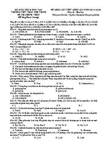 Đề thi khảoTHPT Quốc gia môn Hóa học - Năm học 2019-2020 - Trường THPT Phan Chu Trinh (Có đáp án)